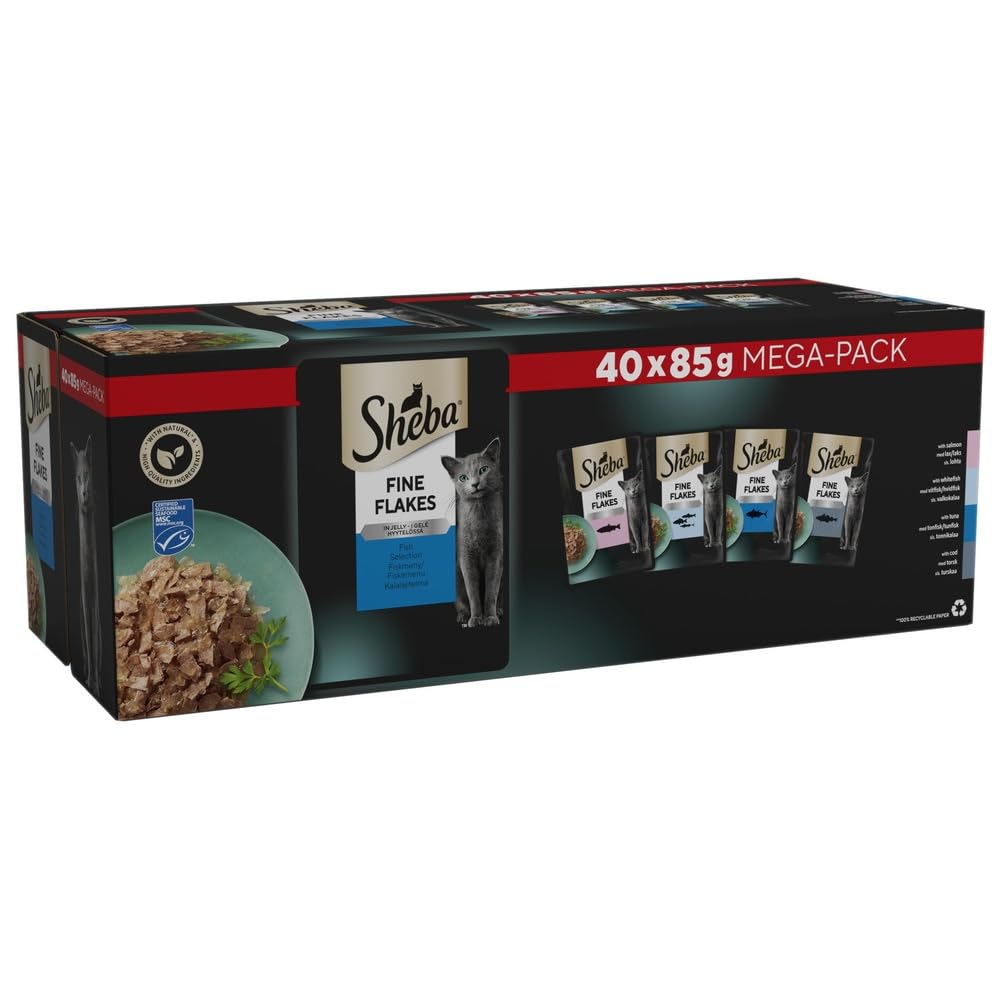 Sheba Fine Flakes in Jelly – Fish Collection – Wet cat food pouches