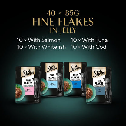 Sheba Fine Flakes in Jelly – Fish Collection – Wet cat food pouches