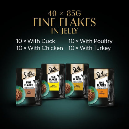 Sheba Fine Flakes in Jelly – Fish Collection – Wet cat food pouches