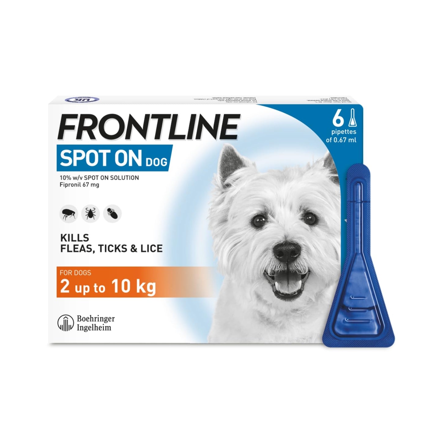 FRONTLINE Spot On Flea & Tick Treatment for Medium Dog (10-20kg) 3 Pipettes
