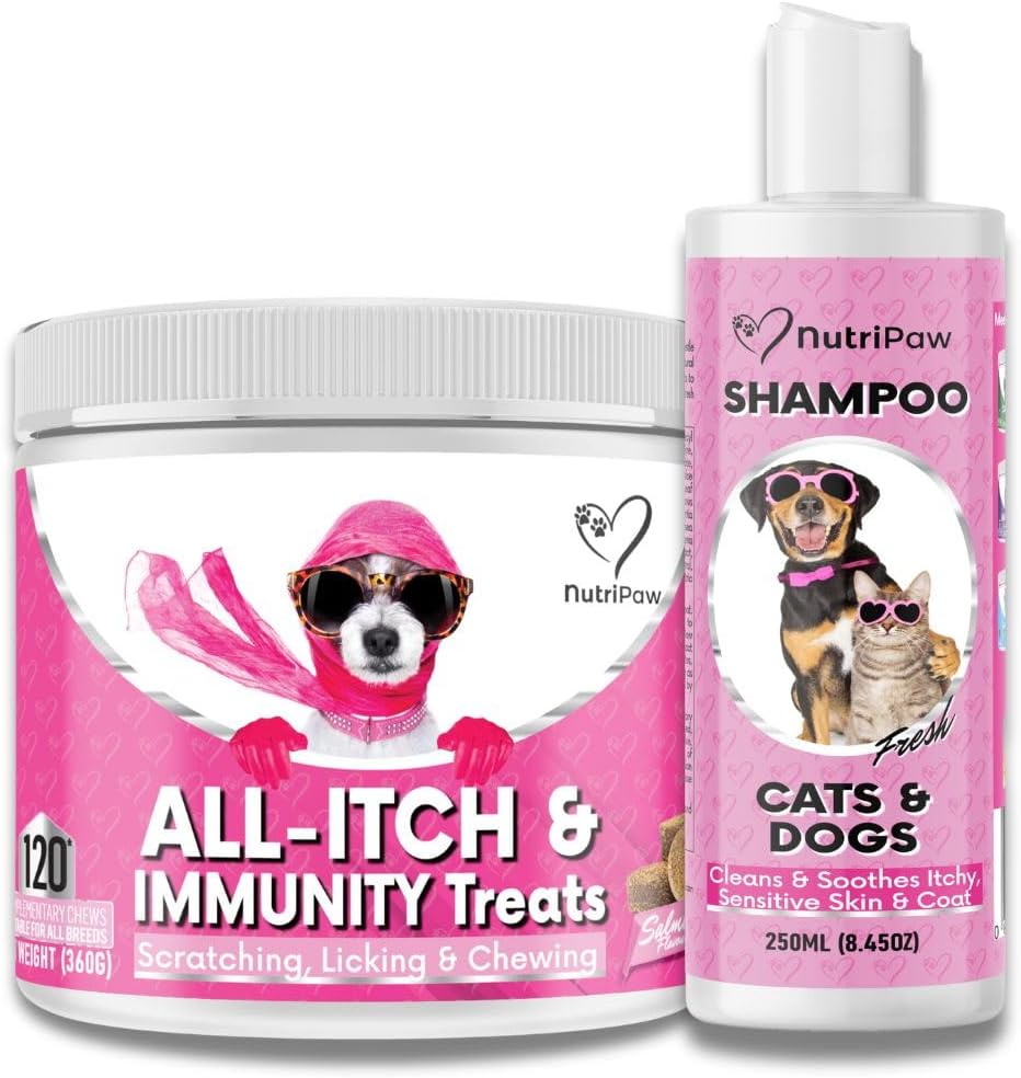 NutriPaw All-Itch Immunity Treats For Dogs - Soothe Itchy Paws, Eyes, Ears, Skin - Stop Itching, Licking, Scratching - Perfect for Small, Medium & Large Dogs - Supports Seasonal Itching