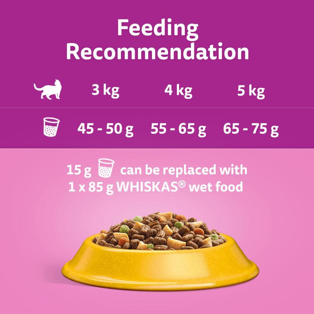 WHISKAS Adult Dry Cat Food 7kg with Tuna Chicken