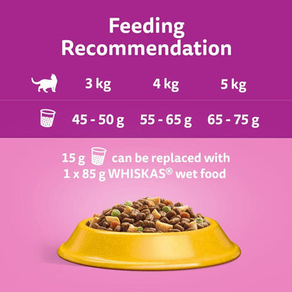 WHISKAS Adult Dry Cat Food 7kg with Tuna Chicken