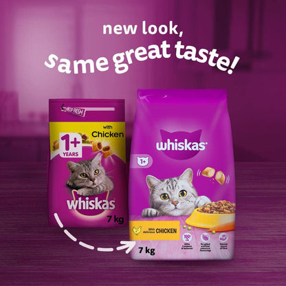 WHISKAS Adult Dry Cat Food 7kg with Tuna Chicken