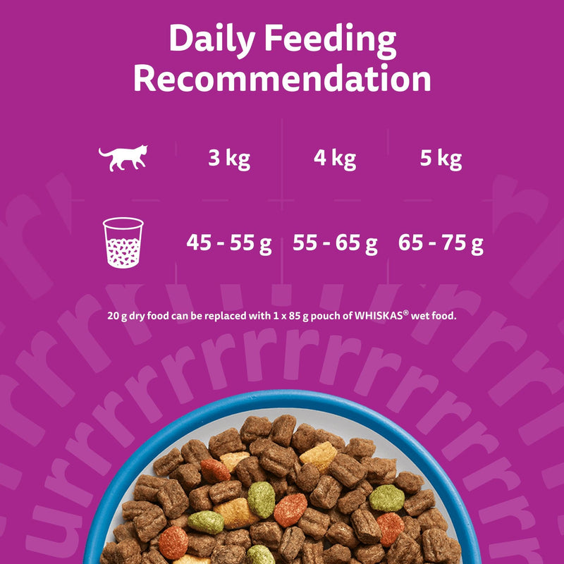 WHISKAS Adult Dry Cat Food 7kg with Tuna Chicken