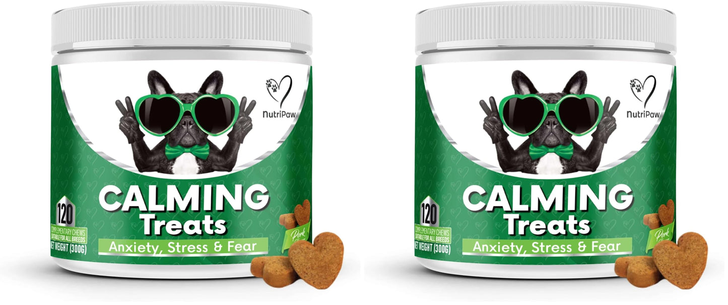 NutriPaw Calming Treats For Dogs - Reduce Stress, Fear, Separation, Barking, Hyperactivity, Reactivity, Aggression, Travel - Calm without Drowsiness dogs