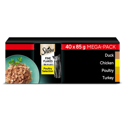 Sheba Fine Flakes in Jelly – Fish Collection – Wet cat food pouches