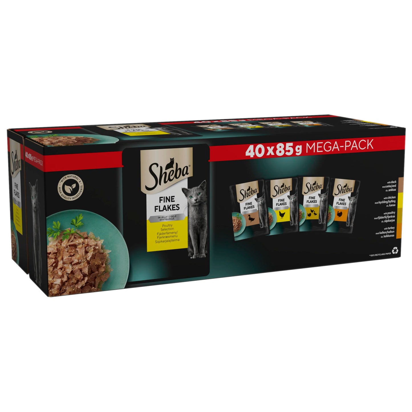 Sheba Fine Flakes in Jelly – Fish Collection – Wet cat food pouches