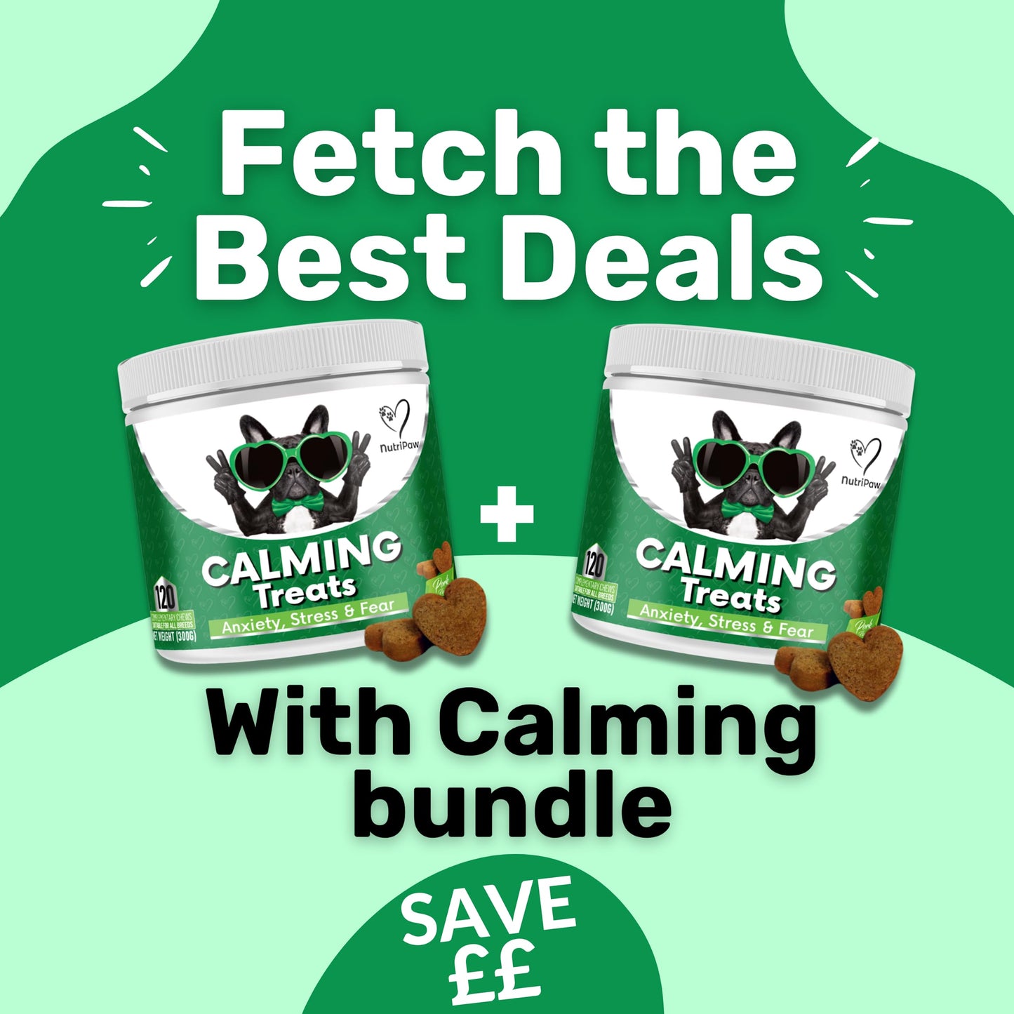 NutriPaw Calming Treats For Dogs - Reduce Stress, Fear, Separation, Barking, Hyperactivity, Reactivity, Aggression, Travel - Calm without Drowsiness dogs