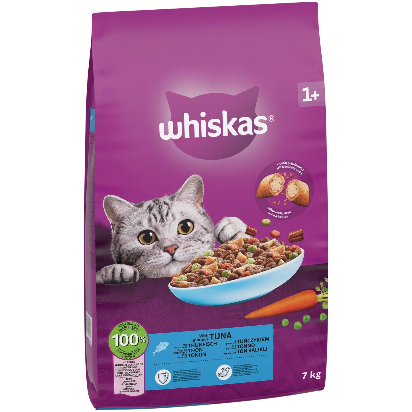 WHISKAS Adult Dry Cat Food 7kg with Tuna Chicken