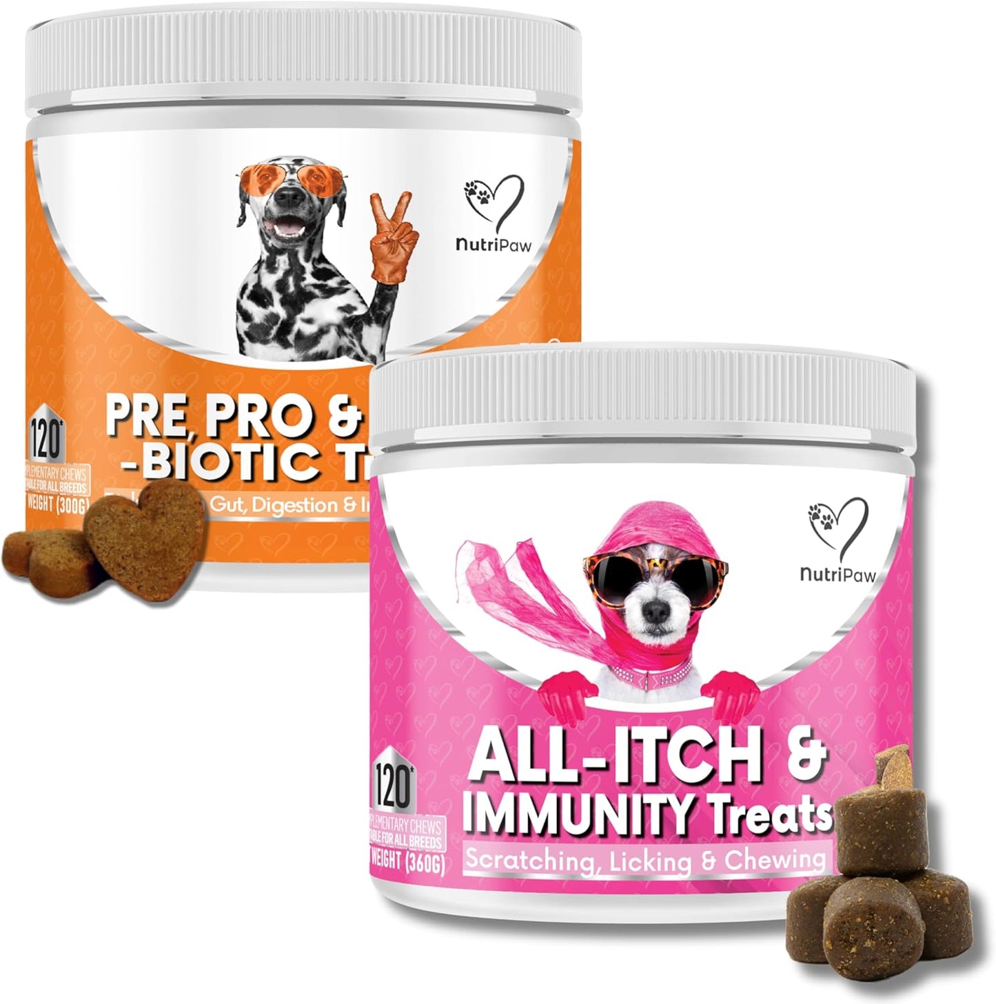 NutriPaw All-Itch Immunity Treats For Dogs - Soothe Itchy Paws, Eyes, Ears, Skin - Stop Itching, Licking, Scratching - Perfect for Small, Medium & Large Dogs - Supports Seasonal Itching