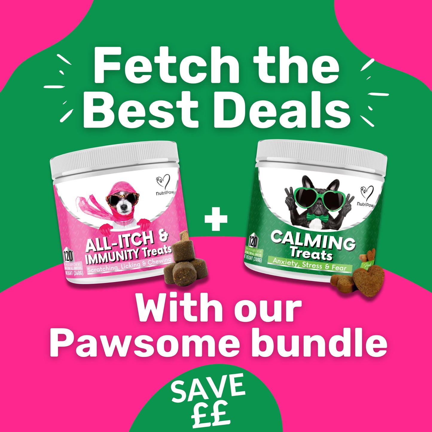 NutriPaw Calming Treats For Dogs - Reduce Stress, Fear, Separation, Barking, Hyperactivity, Reactivity, Aggression, Travel - Calm without Drowsiness dogs