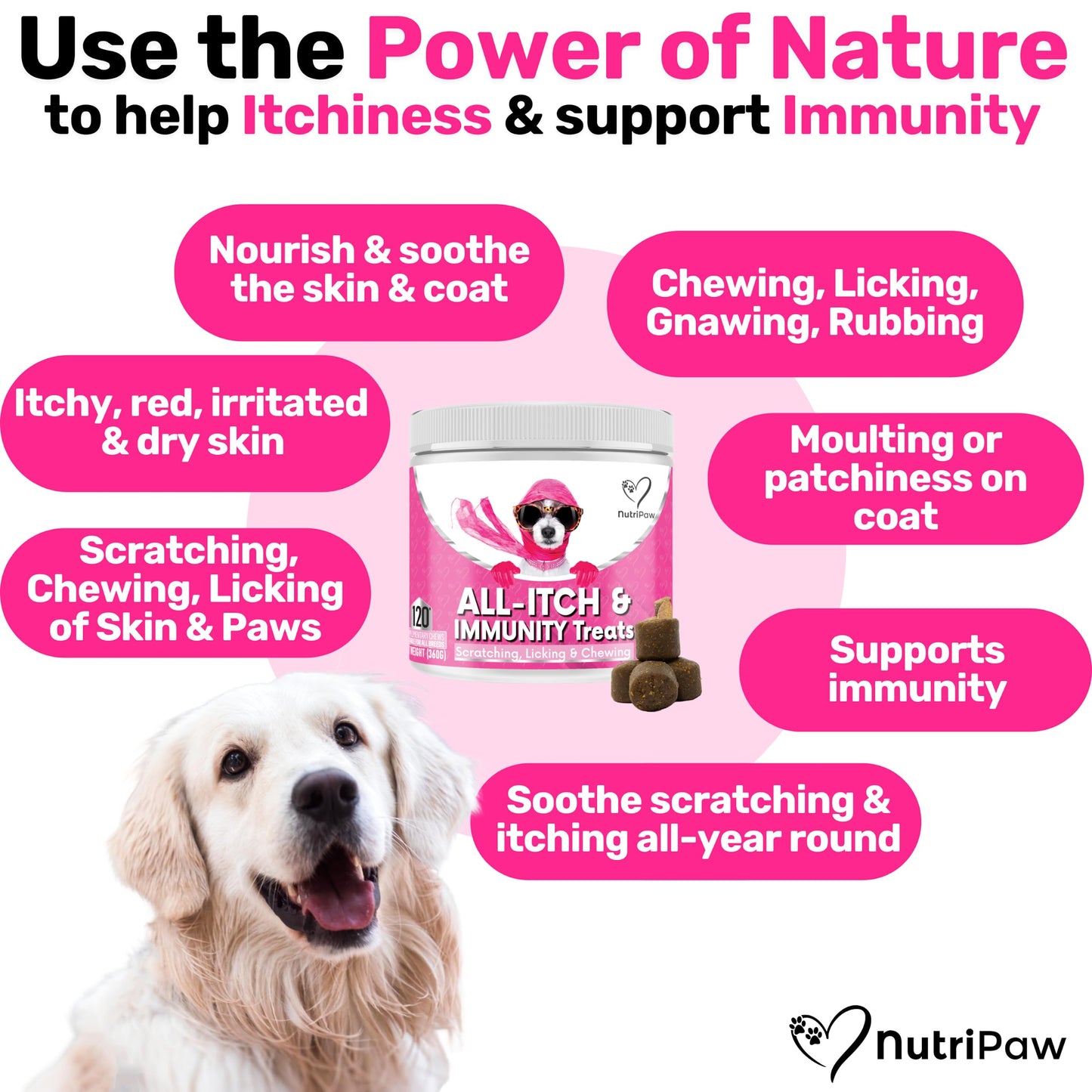 NutriPaw Calming Treats For Dogs - Reduce Stress, Fear, Separation, Barking, Hyperactivity, Reactivity, Aggression, Travel - Calm without Drowsiness dogs