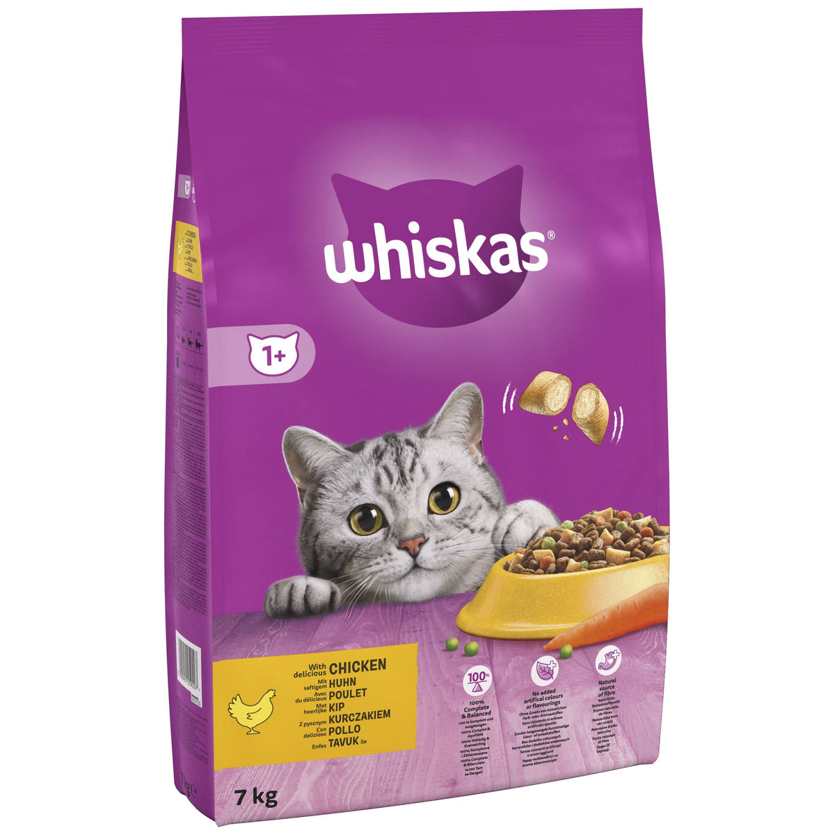 WHISKAS Adult Dry Cat Food 7kg with Tuna Chicken