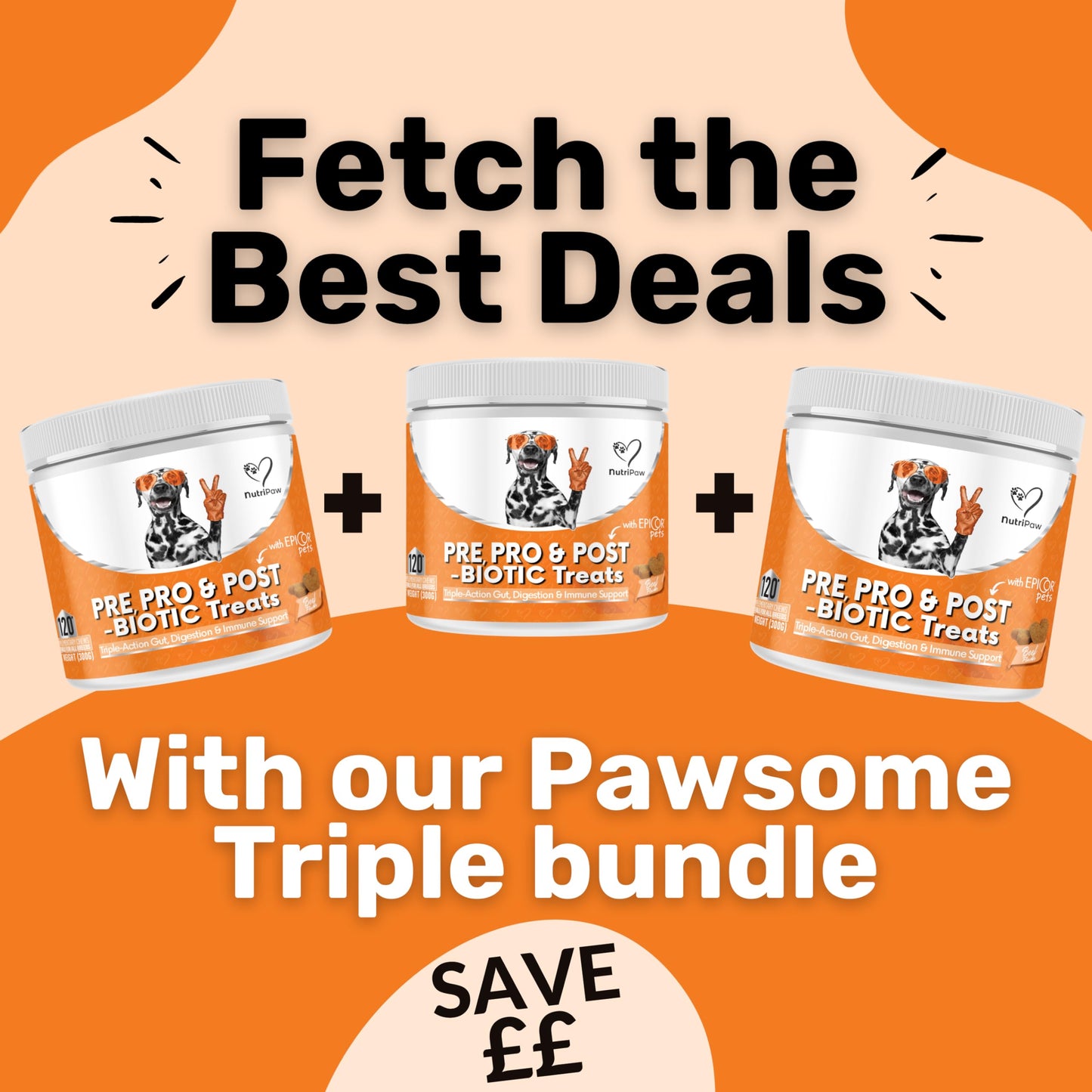 NutriPaw Pre, Pro & Postbiotic Digestive Treats For Dogs - Gut Health, Sensitive Tums, Anal Glands, Scooting, Loose Stools, Smelly, Itchy Ears, Great for all dogs