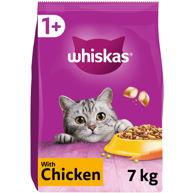 WHISKAS Adult Dry Cat Food 7kg with Tuna Chicken