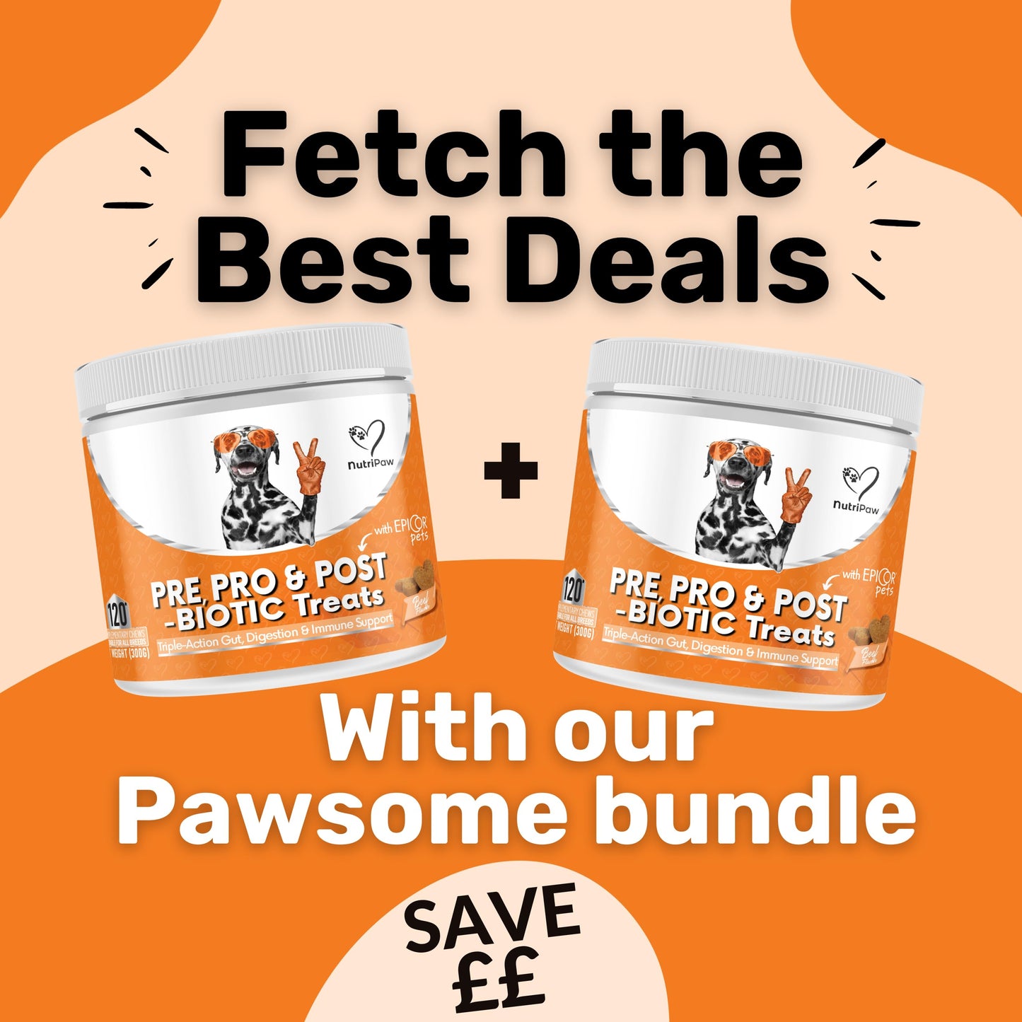 NutriPaw Pre, Pro & Postbiotic Digestive Treats For Dogs - Gut Health, Sensitive Tums, Anal Glands, Scooting, Loose Stools, Smelly, Itchy Ears, Great for all dogs