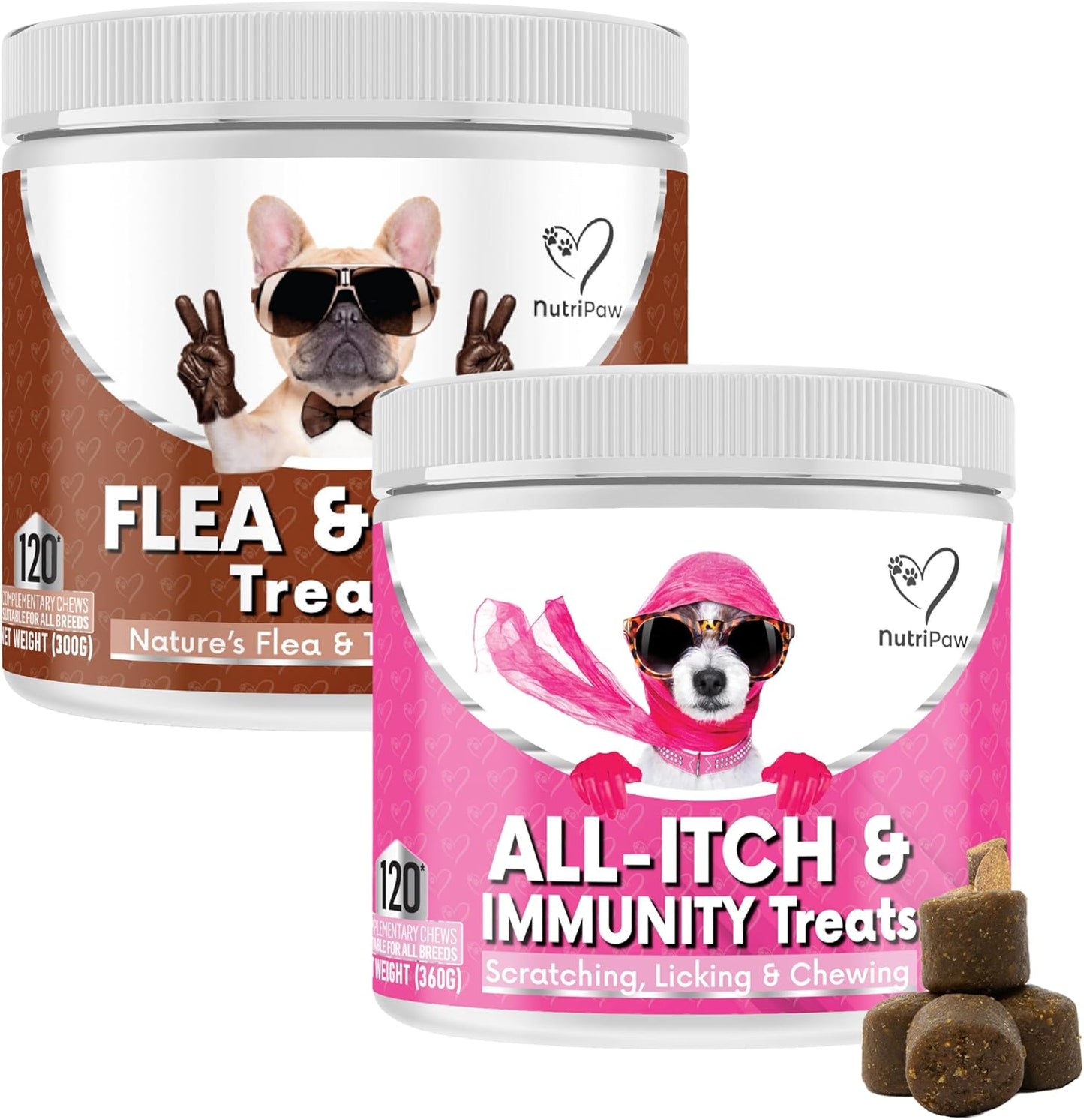 NutriPaw All-Itch Immunity Treats For Dogs - Soothe Itchy Paws, Eyes, Ears, Skin - Stop Itching, Licking, Scratching - Perfect for Small, Medium & Large Dogs - Supports Seasonal Itching
