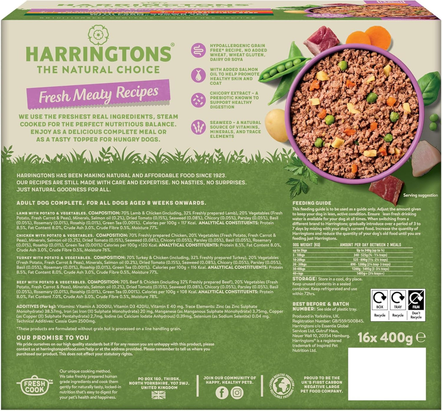 Harringtons complete wet tray grain free hypoallergenic Fresh  Meaty Recipes